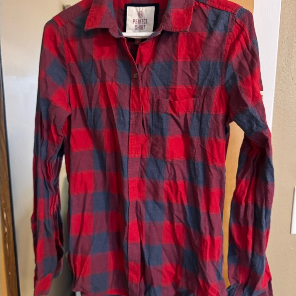 SO Women’s Red and Grey Flannel Shirt